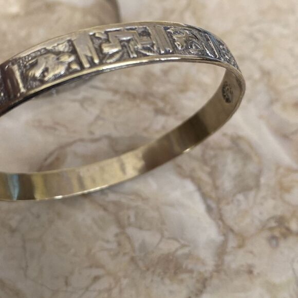 Set of 2 Mexican Silver Bangle Bracelets - Picture 10 of 10